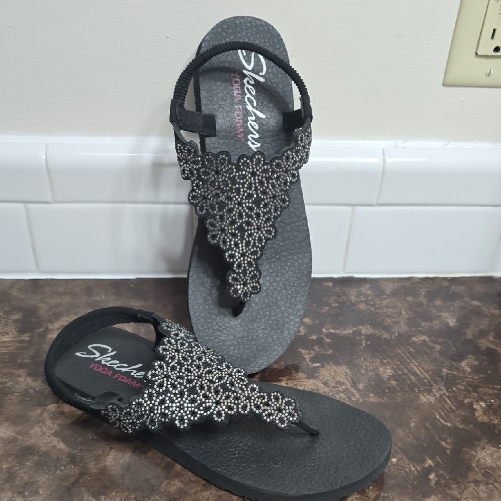 Skechers Women's Black Beaded Sandals